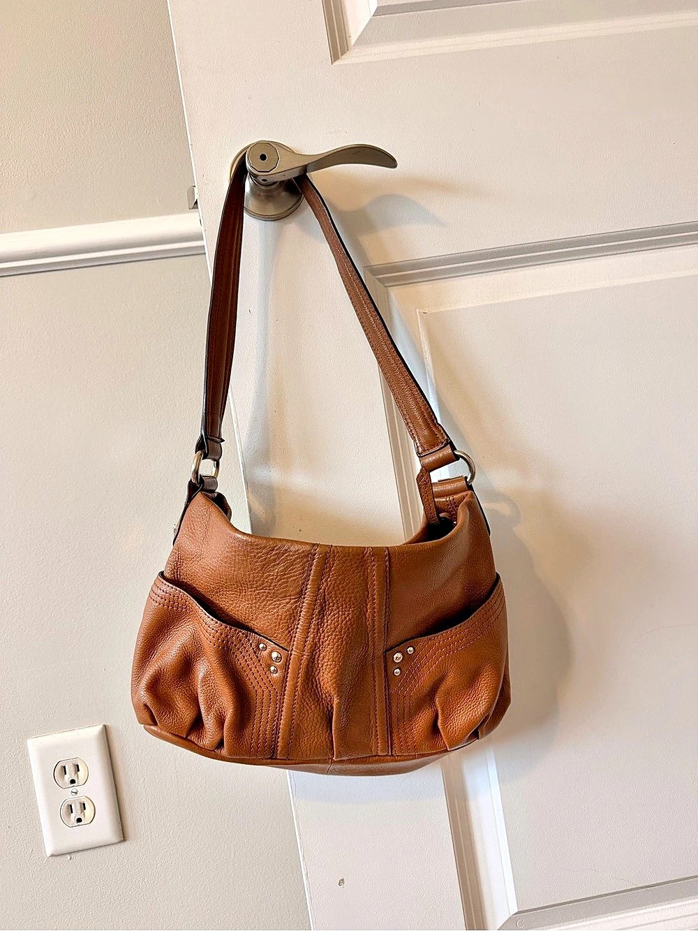 Brown Leather-Look Hobo Shoulder Bag